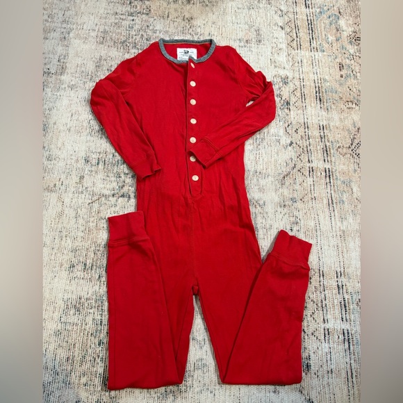 Jcrew Crewcuts Red Button-Up Pajama long John union suit kids. - Picture 4 of 4
